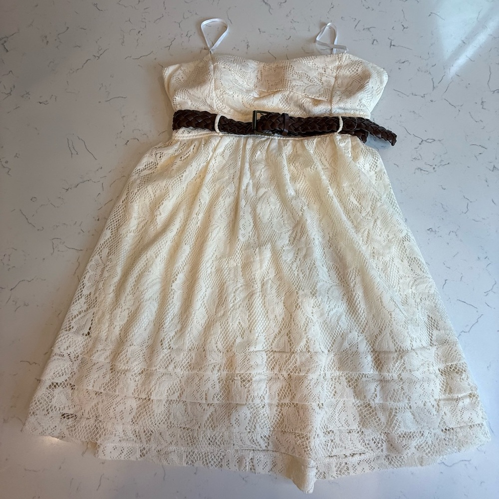 City Triangles White Ruffled Tiered Mini Dress